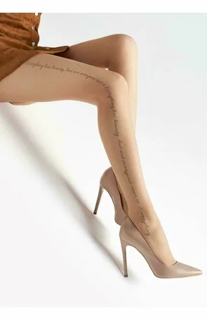 Ciorapi cu model tatuaj Everything has beauty, but not everyone sees it - Marilyn Emmy U02, 20 DEN - nude