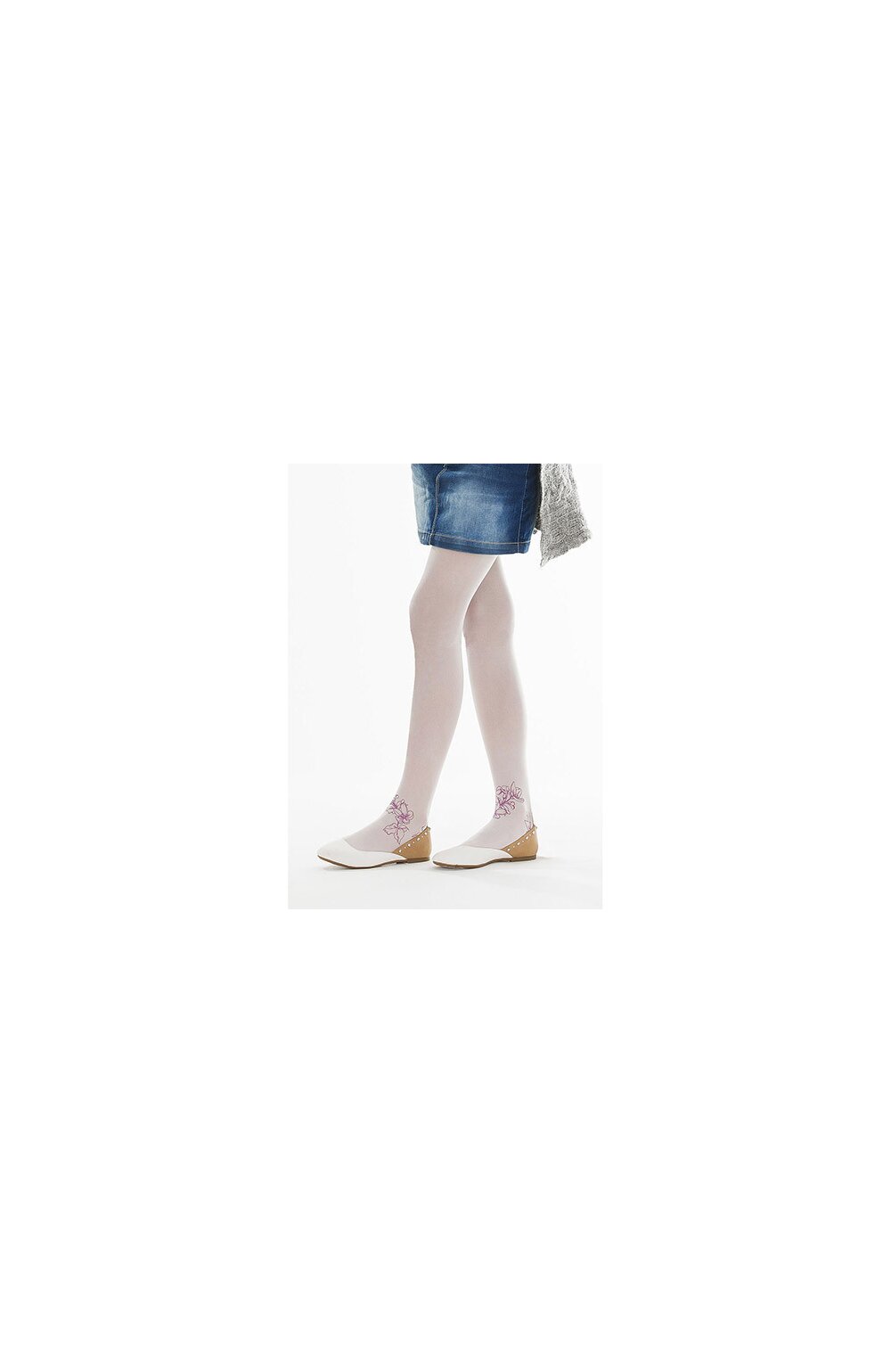 Ciorapi cu model pentru fetite – Marilyn Pretty C81, 40 DEN – alb, violet alb imagine noua 2022