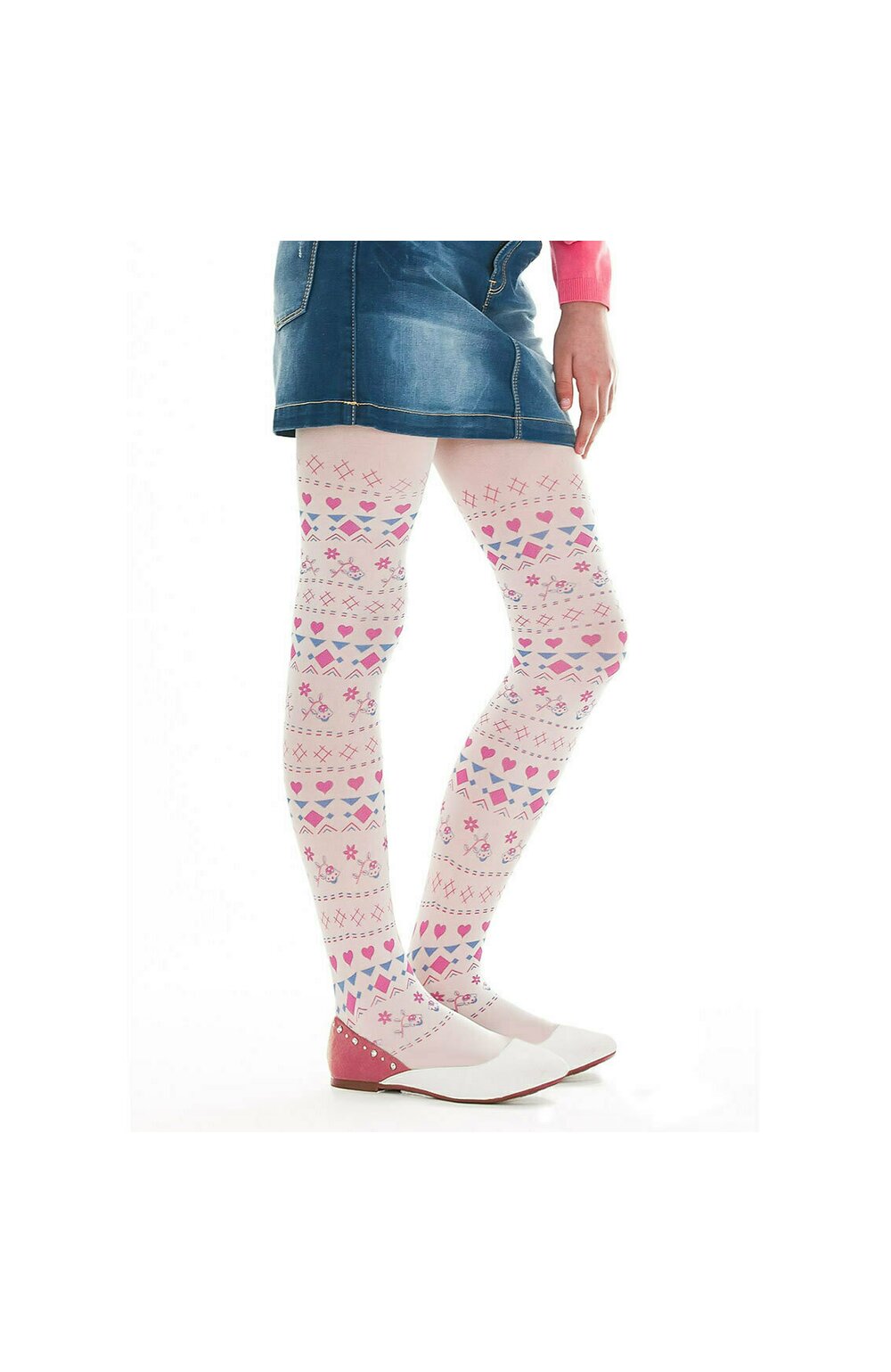 Ciorapi cu model pentru fetite 2-12 ani – Marilyn Pretty C84, 40 DEN – alb, roz carouri imagine noua 2022