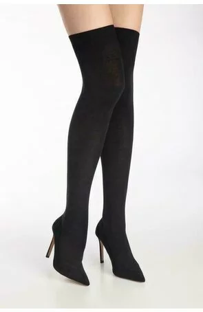 Ciorapi peste genunchi, bumbac - Marilyn Zazu 899, 100 DEN - negru, grafit, gri
