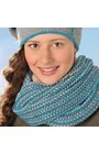 Fular tricotat pentru fete peste 12 ani - AJS 26-343 bleumarin, magenta, maro