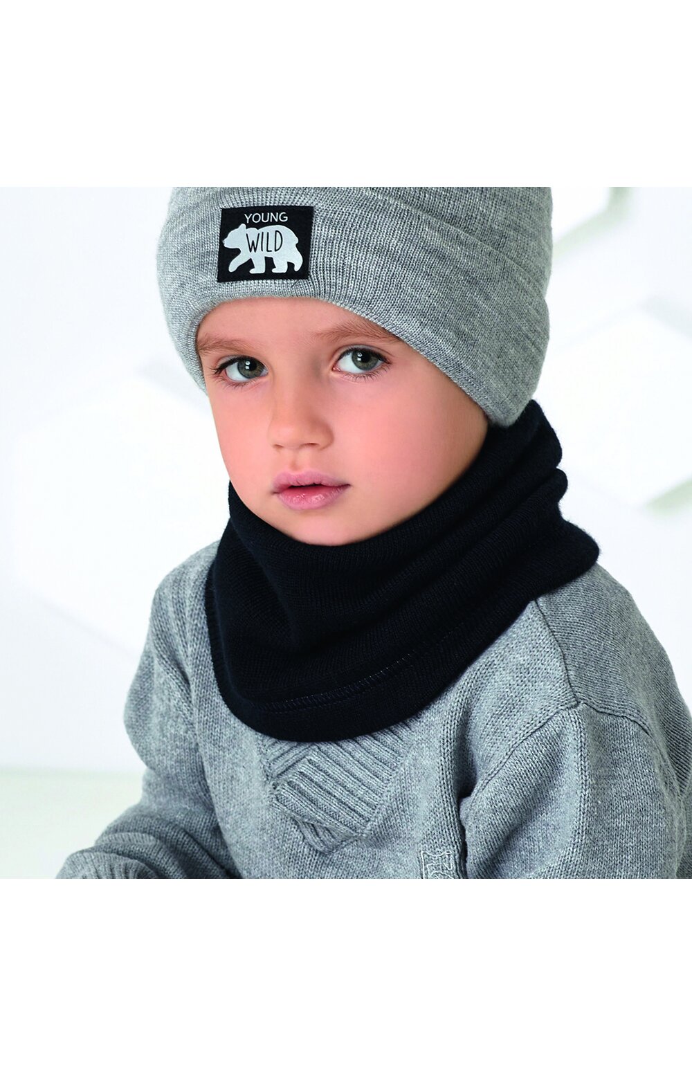 Fular tricotat pentru baieti – AJS 44-574 negru 44-574 imagine noua 2022