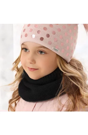 Fular tricotat pentru fete 7-12 ani - AJS 38-604 negru