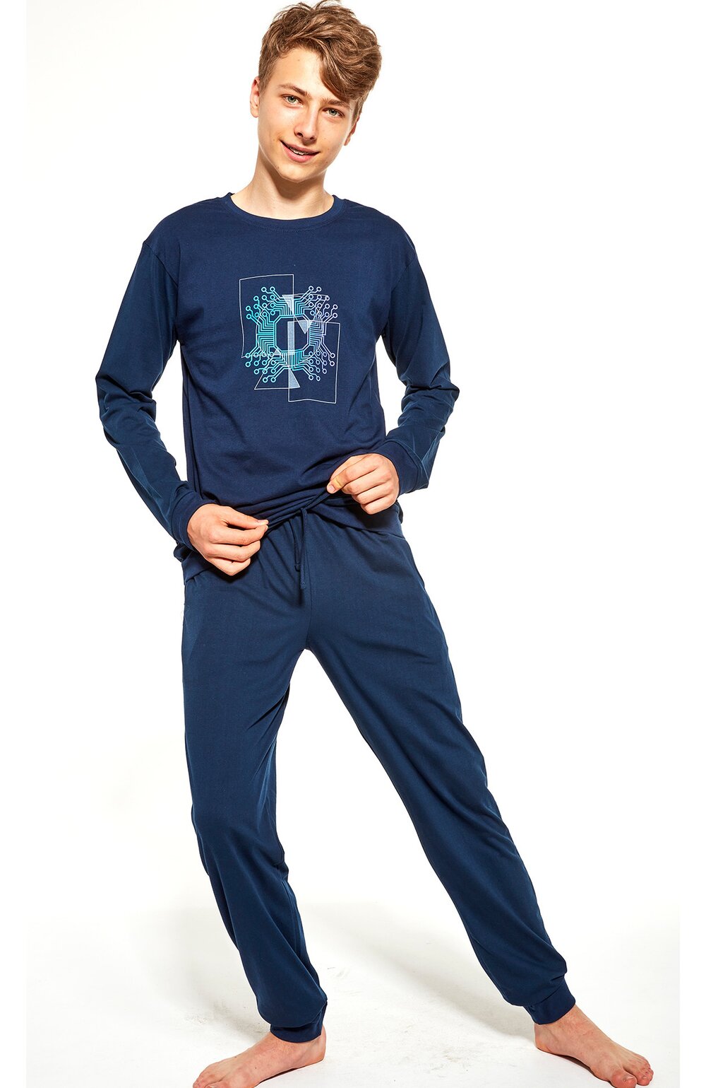 Pijama baieti adolescenti, marimi 170-188 cm, bumbac, Cornette B998-042 Cip carouri imagine noua 2022