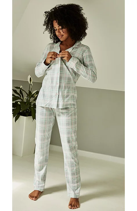 Hare Assumption Tell Pijama dama, camasa cu nasturi, 100% bumbac, Cornette W482-284 Susie