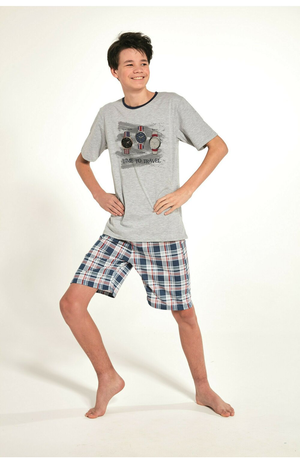 Pijama adolescenti, marimi 164-188 cm, bumbac, Cornette B551-34 carouri imagine noua 2022
