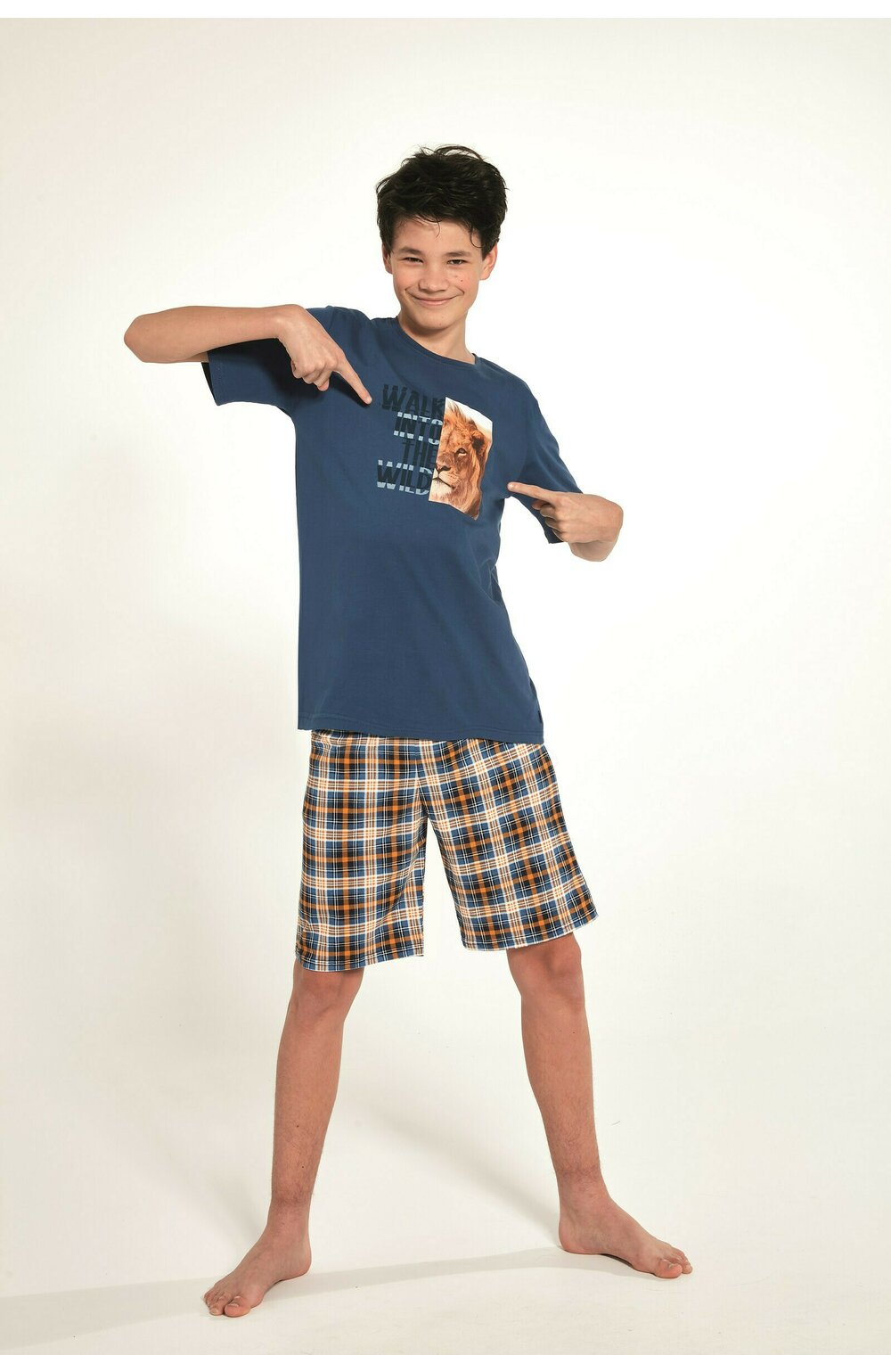 Pijama adolescenti, marimi 164-188 cm, 100% bumbac, Cornette B551-35 carouri imagine noua 2022