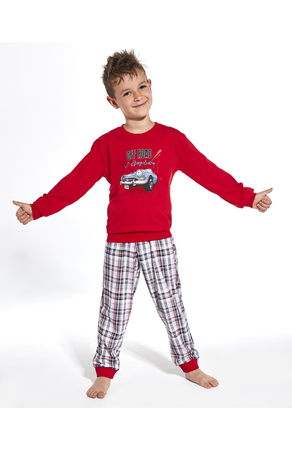 Pijama baieti 1-8 ani, 100% bumbac, Cornette B593-104 carouri imagine noua 2022