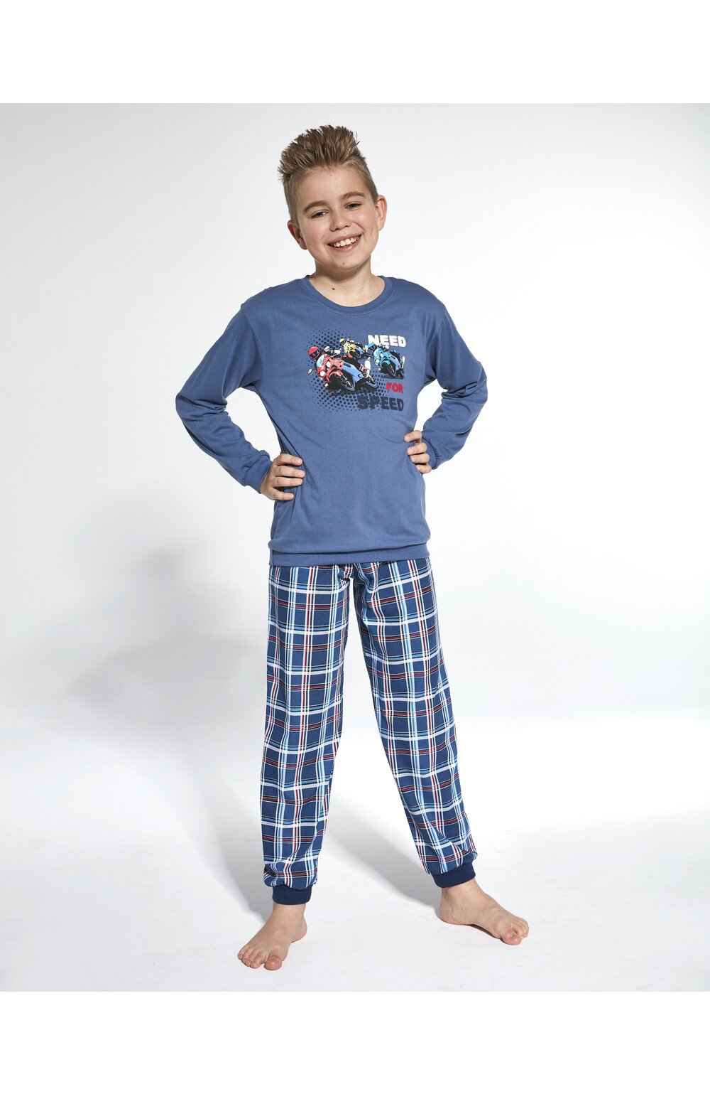 Pijama baieti 1-8 ani, colectia tata-fiu, Cornette B593-112 carouri imagine noua 2022