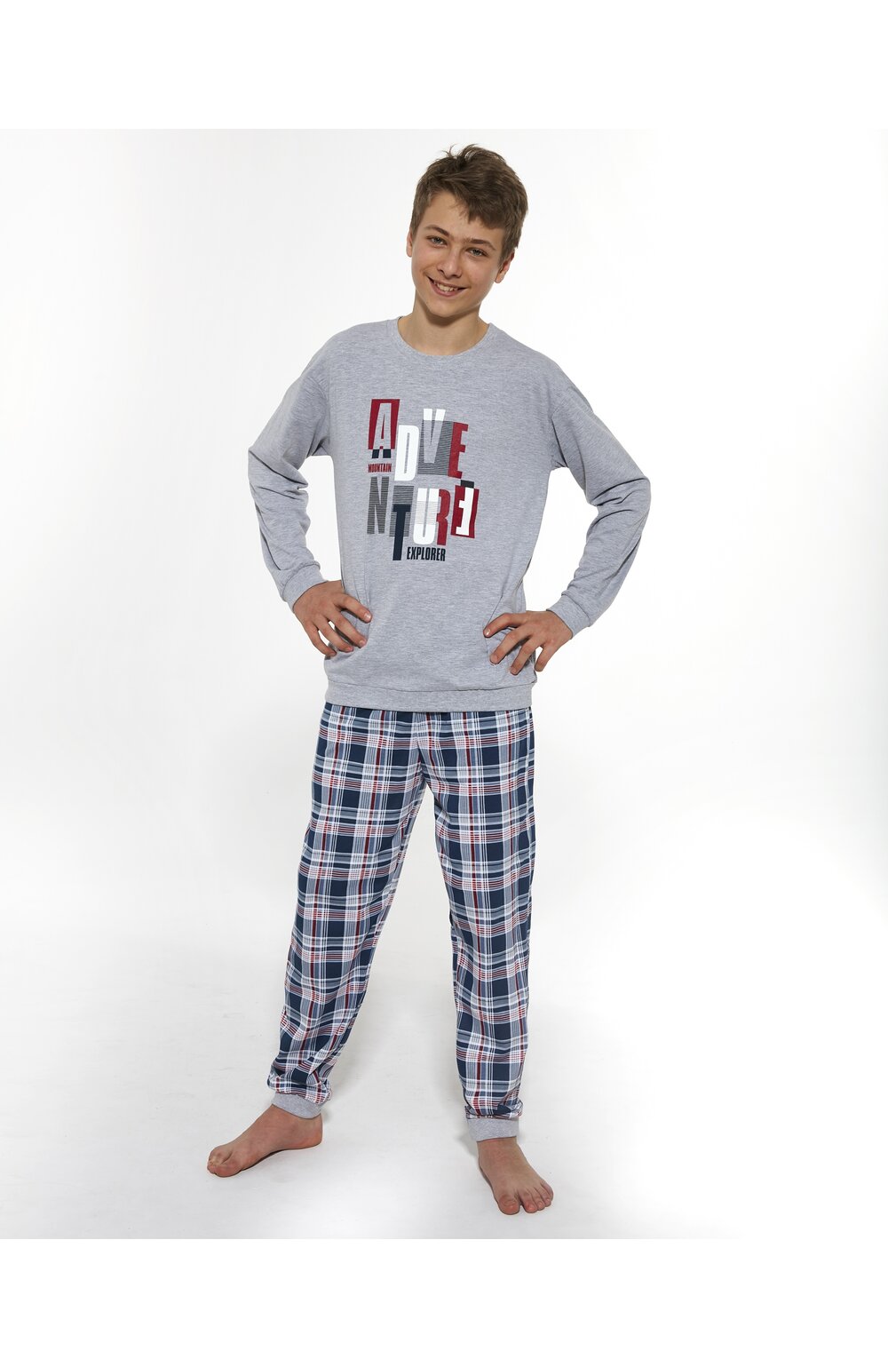 Pijama adolescenti, marimi 164-188 cm, bumbac, Cornette B967-039 carouri imagine noua 2022