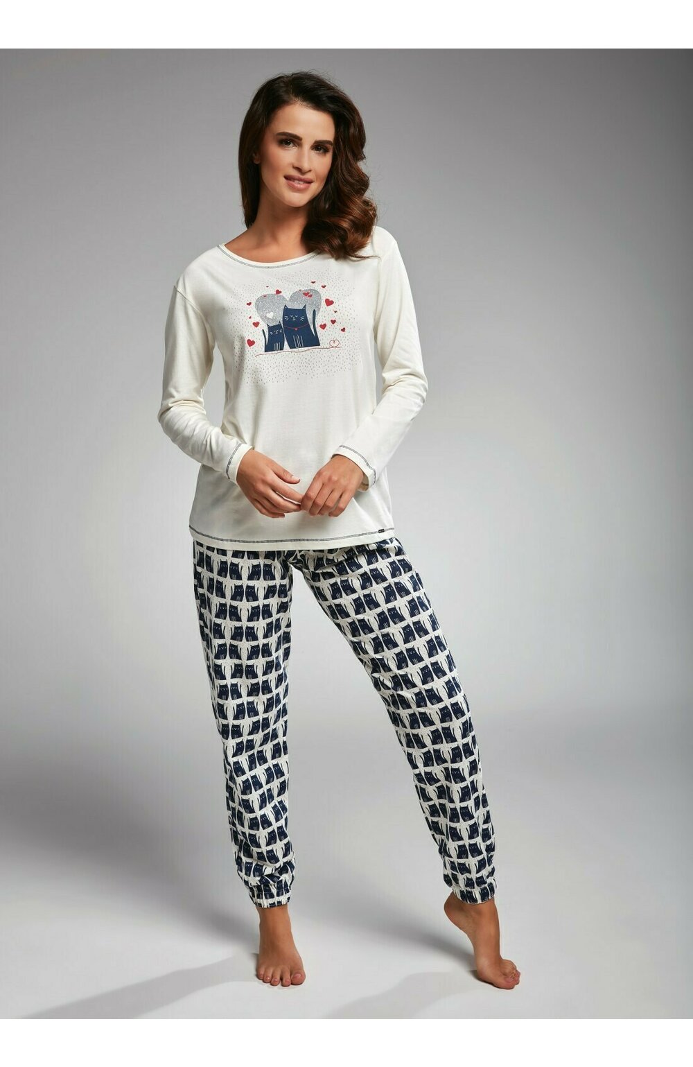 Pijama dama, 100% bumbac, Cornette W685-160 carouri imagine noua 2022