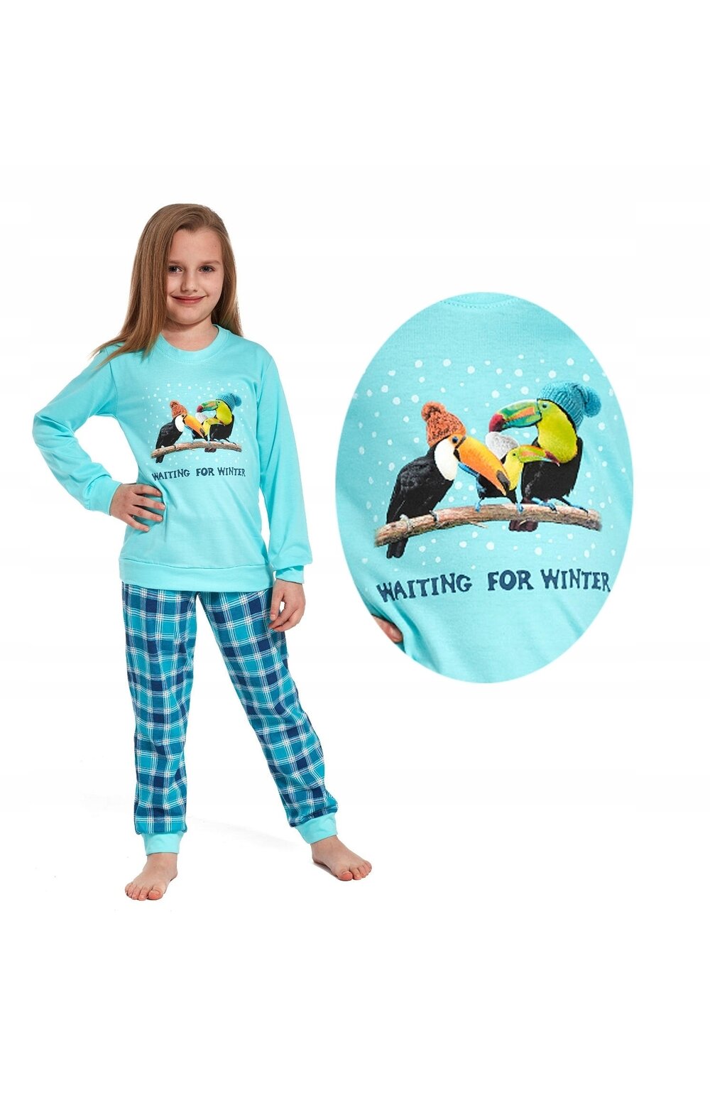 Pijama fete 1-8 ani, 100% bumbac, Cornette G594-082 Waiting for winter carouri imagine noua 2022