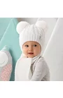 Set caciula si fular pentru bebelusi 0-6 luni - AJS 42-411 alb