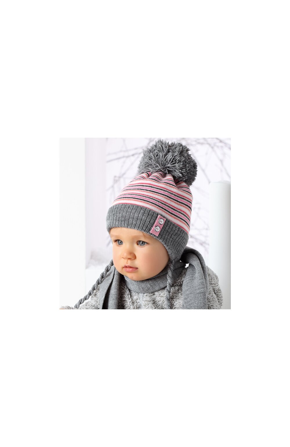 Set caciula si fular pentru fetite 6-18 luni - ajs 34-332 multicolor