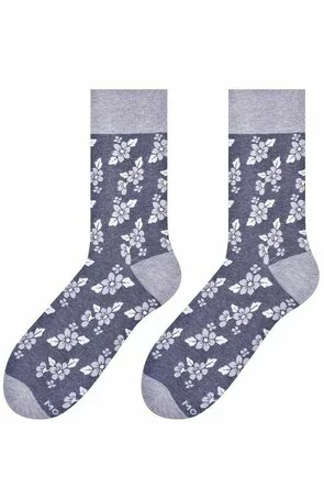 Sosete barbati - Sosete colorate - Sosete lungi - fabricate din bumbac, cu model cu motiv floral - Happy socks - More S051-091 Flowers