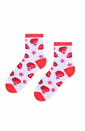 Șosete albe cu căpșuni S159-025