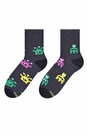 Sosete dama - Sosete colorate - fabricate din bumbac, cu model asimetric colorate - Happy socks - More S078AS009 Aliens