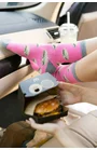 Sosete dama, sosete bumbac roz cu model hamburger - MORE S078091 Sandwich