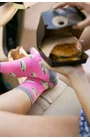 Sosete dama, sosete bumbac roz cu model hamburger - Steven S078091 Sandwich