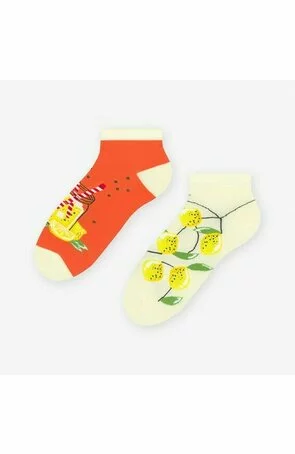 Sosete scurte barbati - Sosete colorate - din bumbac, cu model asimetric - Happy socks - More S035-004 Lemonade