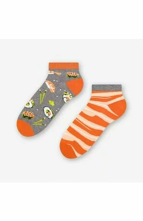 Sosete scurte barbati - Sosete colorate - din bumbac, cu model asimetric - Happy socks - More S035-013 Sushi Low