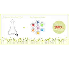TC Carafă cu floarea vieții 10L + set 7 pahare cu chakre