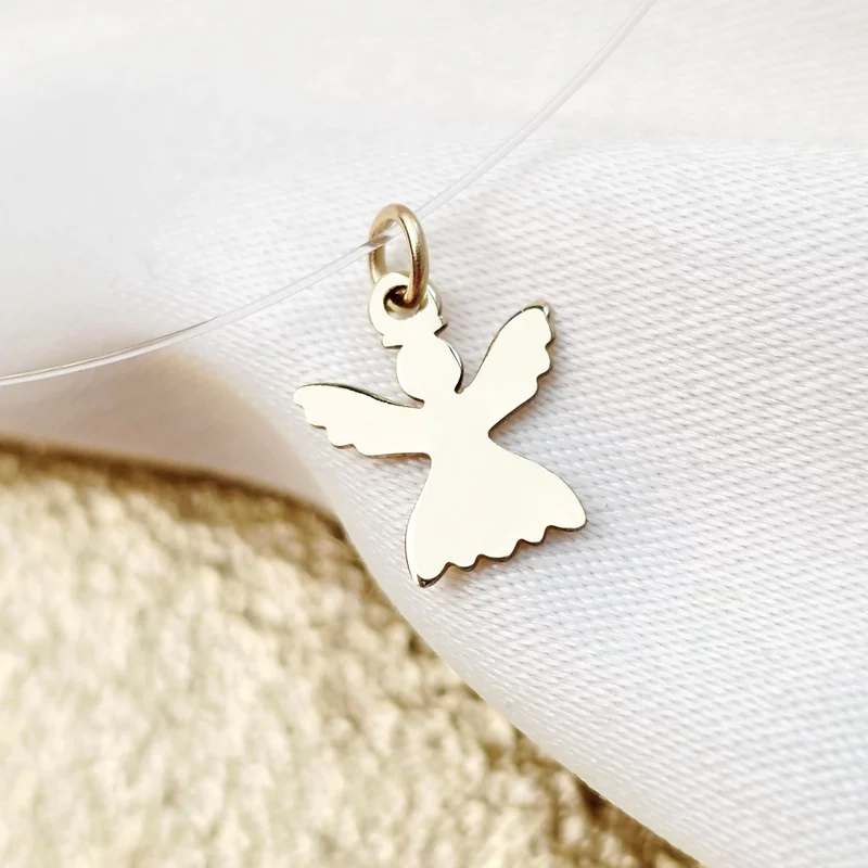 14K Angyal Medál Szilikon lánccal