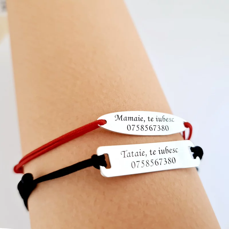 2 db-os karkötő készlet - Mama és Papa - Ezüst 925 - állítható zsinór