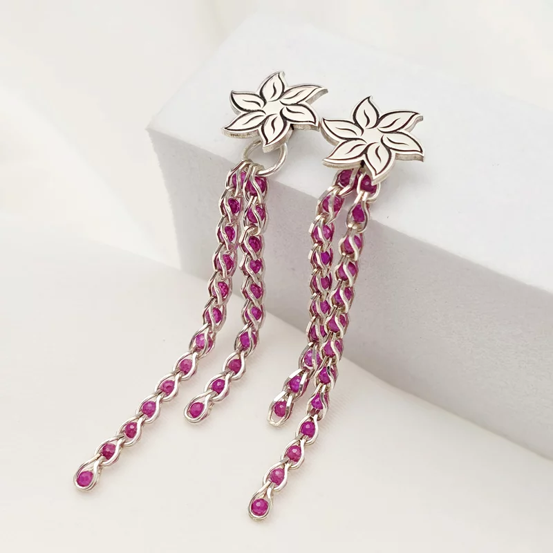 2 Rétegű Virág Kromatikus Ezüst Fülbevaló Cirkónia kövekkel