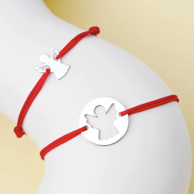 2 darabos karkötő szett – angyalmintás vágott érme– 925-ös ezüst – állítható színes zsinórral