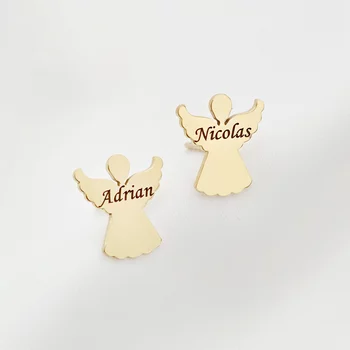 Angyal Fülbevaló - 18K Sárga Aranyozott 925 Sterling Ezüst - Stekkeres