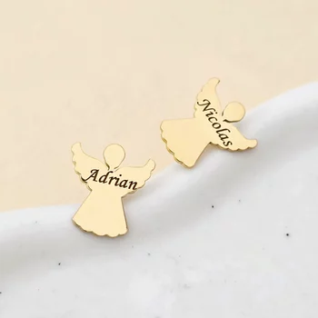 Angyal Fülbevaló - 18K Sárga Aranyozott 925 Sterling Ezüst - Stekkeres