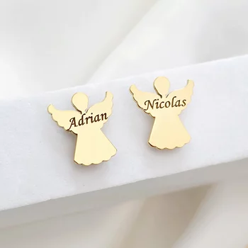Angyal Fülbevaló - 18K Sárga Aranyozott 925 Sterling Ezüst - Stekkeres