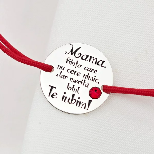 Anya mindent megérdemel karkötő - Ezüst 925 Swarovski kristállyal - Állítható zsinór, többféle szín