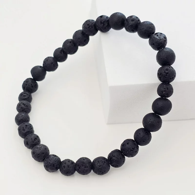 Ásványkarkötő Karkötő – 6mm Láva Ásvány –  Rugalmas Zsinór