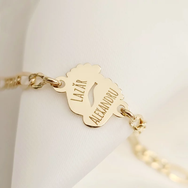 Baba Karkötő - 14K Sárga Arany Talpacskák - Kislány/Kisfiú Lánc