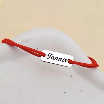 Baba Karkötő - 925 Sterling Ezüst Név Lemez  - Piros Zsinór