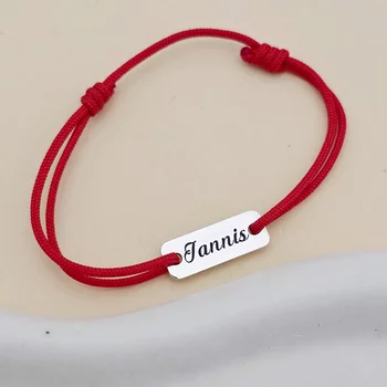 Baba Karkötő - 925 Sterling Ezüst Név Lemez  - Piros Zsinór