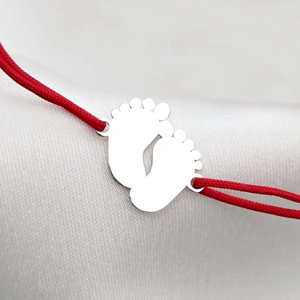 Baba Karkötő - 925 Sterling Ezüst Talpacskák - Állítható Méretű Zsinór