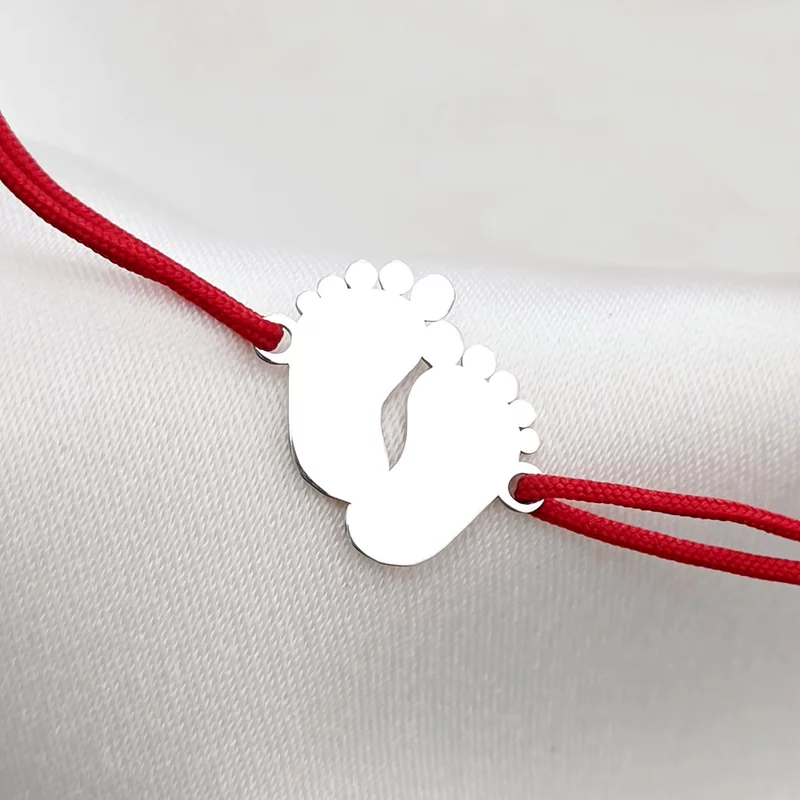 Baba Karkötő - 925 Sterling Ezüst Talpacskák - Állítható Méretű Zsinór