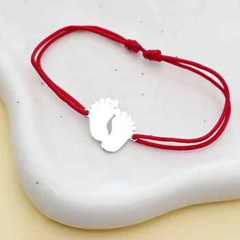 Baba Karkötő - 925 Sterling Ezüst Talpacskák - Állítható Méretű Zsinór