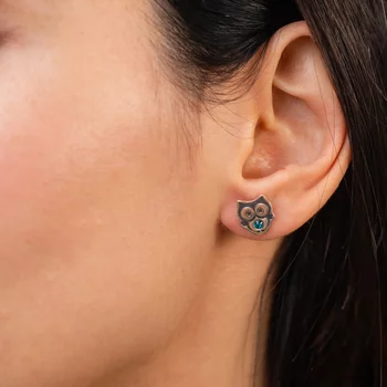 Ezüst Bagoly Fülbevaló Swarovski Kristállyal