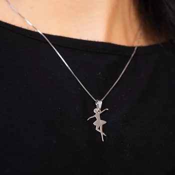 Balerina Nyaklánc - Ródiumozott 925 Sterling Ezüst - Körkapocs