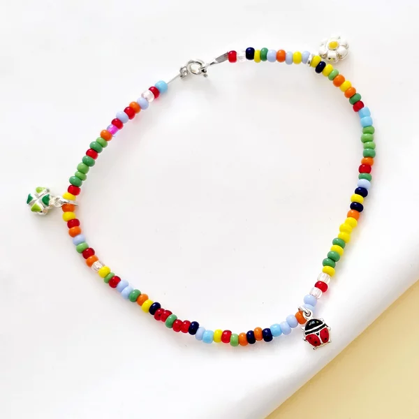 Bokalánc – 3 Színes Charm 925-ös Ezüstből – Többszínű gyöngyös modell