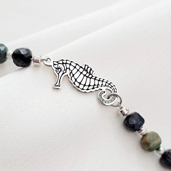 Bokalánc – Csikóhal és Ásványok  – 925 Sterling Ezüst – Egyedi méret