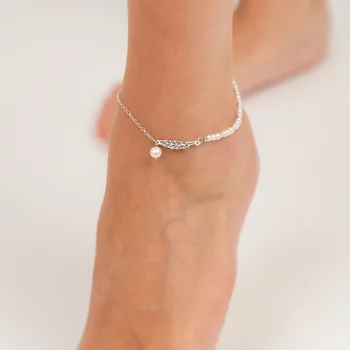 Bokalánc – Toll és Gyöngy  – 925 Sterling Ezüst – Egyedi méret