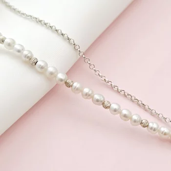 Bokalánc – Toll és Gyöngy  – 925 Sterling Ezüst – Egyedi méret