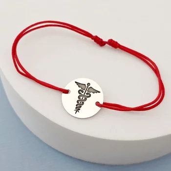 Caduceus karkötő - Ezüst 925 - Állítható zsinór, többféle színben