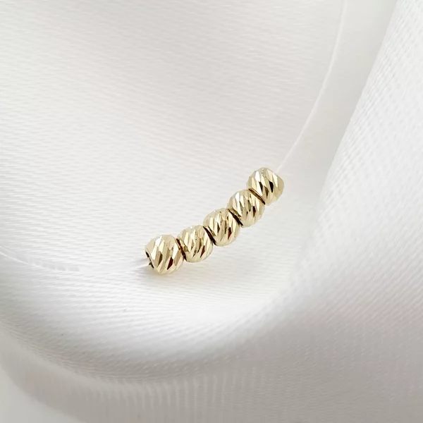 Choker 5 db 2 mm-es golyóval - 14K sárga arany - Szilikon lánc karabineres csattal