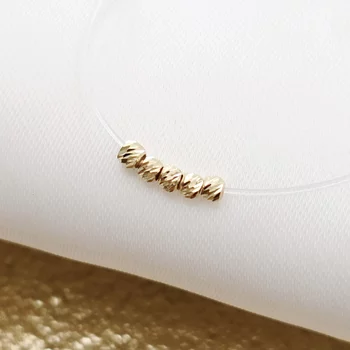 Choker 5 db 2 mm-es golyóval - 14K sárga arany - Szilikon lánc karabineres csattal